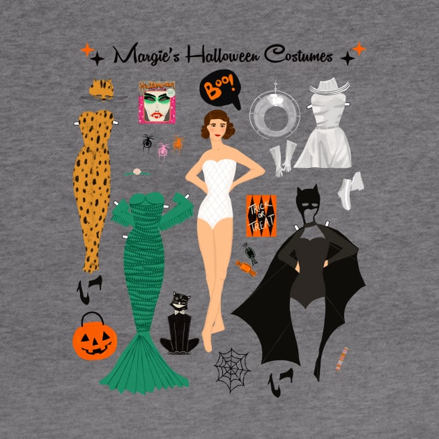 Margie's Halloween Costumes Paper Doll Art by jenblove